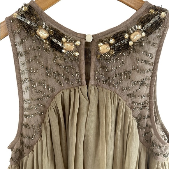 Anthropologie Moulinette Soeurs Boho Chiffon Bejeweled Babydoll Dress - Picture 10 of 15
